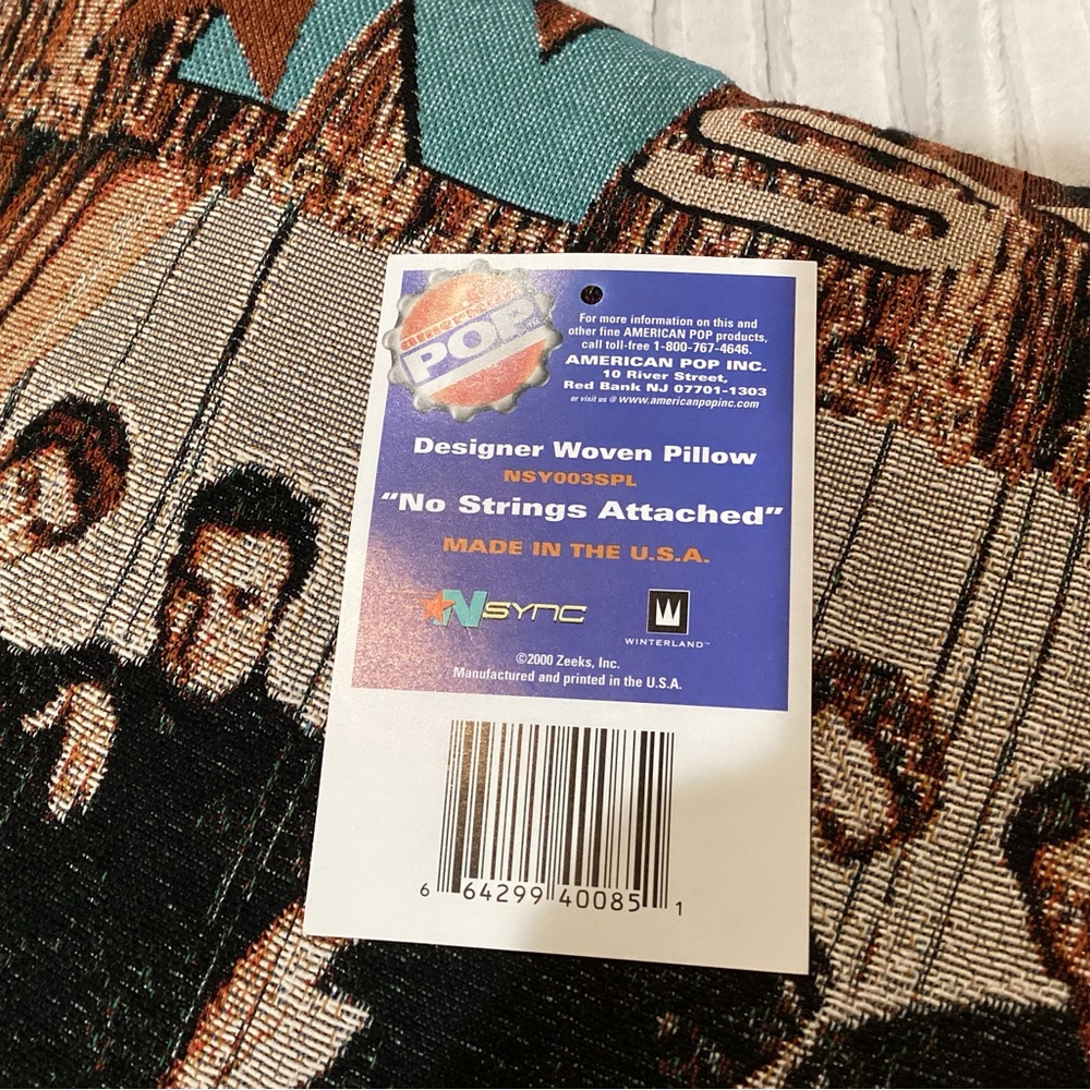 🟠 Vintage & New - NSYNC "No Strings" Design Woven Tapestry Pillow - Collectible - Picture 9 of 9